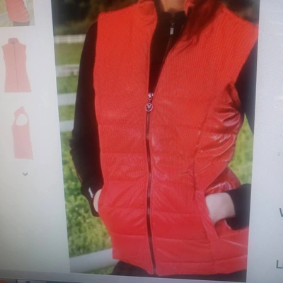 Shop Dolcezza Puffy Vest In Red In Orange