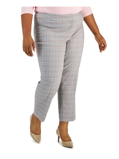 Shop Kasper Plus Womens Plaid Flat Front Trouser Pants In Grey
