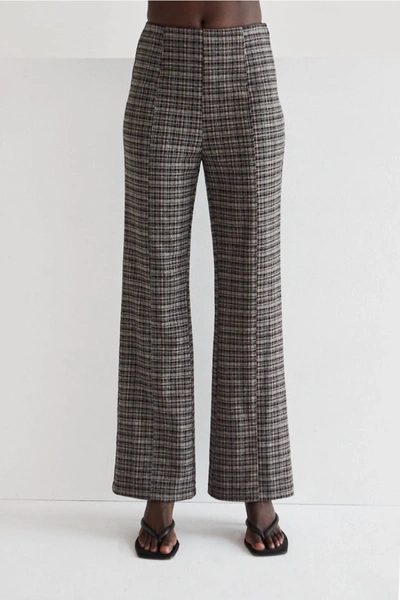 Shop Crescent Gianna Jacquard Check Pants In Black In Grey