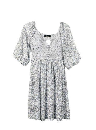 Shop Blue B Lace Bralette Bodice Rayon Challis Floral Dress In Multi In Grey