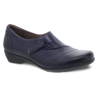 Shop Dansko Women's Franny Comfort Shoes - Medium Width In Navy Burnished Calf In Blue