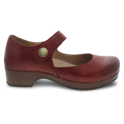 Shop Dansko Beatrice Mary Jane Clog - Medium Width In Red Waxy Burnished In Brown