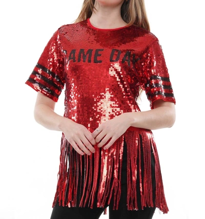 Shop Why Dress Let's Play Ball Top In Red/black