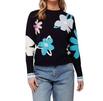 Shop Brodie Cashmere Wispr Abstract Floral Crew In Ship Ahoy In Black
