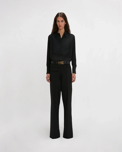 Shop Victoria Beckham Contrast Bib Shirt In Black