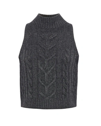 Shop L Agence Bellini Sleeveless Turtleneck Sweater In Charcoal In Grey