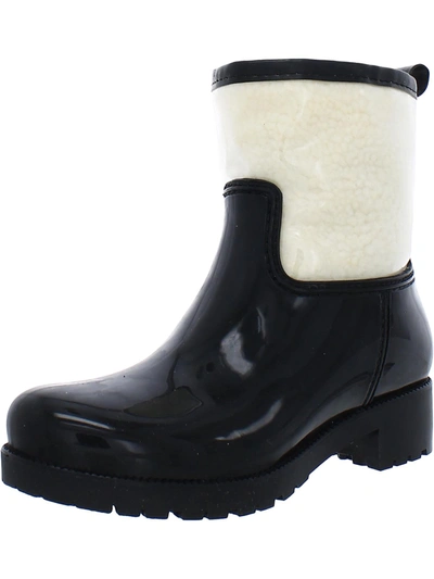 Shop Charter Club Womens Patent Cozy Rain Boots In Black