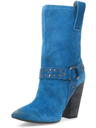 Shop Dingo Dancin Queen Womens Suede Pointed Toe Mid-calf Boots In Blue