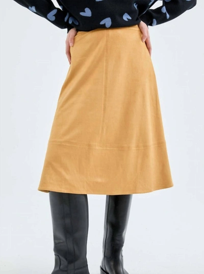 Shop Compañía Fantástica High-waisted Midi Skirt In Yellow In Brown