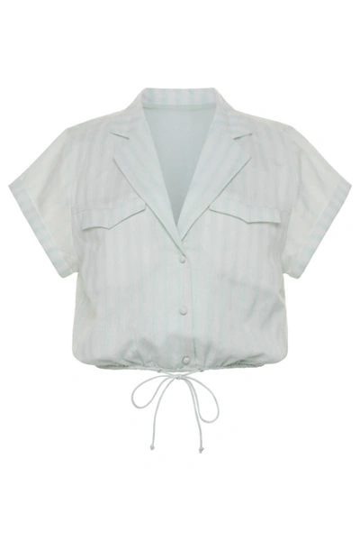 Shop Anna Cate Women's Matilde Stripe Top In Mint Aqua In White