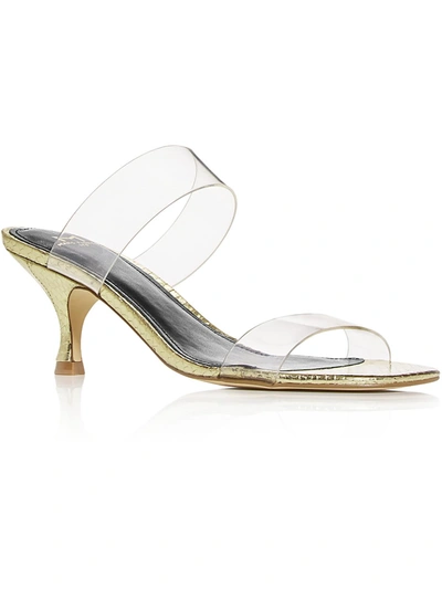Shop Marc Fisher Ltd Guadia Womens Slip On Kitten Heel Sandals In Gold