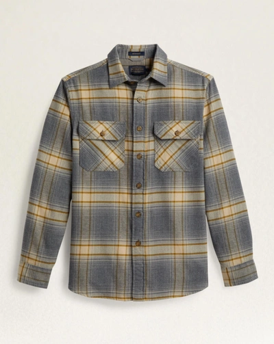 Shop Pendleton Burnside Flannel Shirt In Tan/oxford/olive Plaid In Brown
