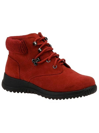 Shop Wanderlust Boston Womens Lace-up Booties In Red