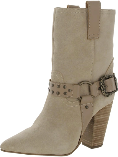 Shop Dingo Dancin Queen Womens Suede Pointed Toe Mid-calf Boots In Beige