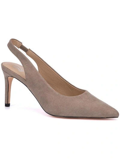 Shop New York And Company Olivia Womens Pointed Toe Cushioned Foot Bed Pumps In Grey