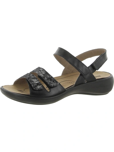 Shop Romika Womens Leather Adjustable Slingback Sandals In Black