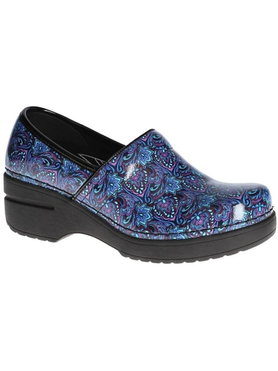 Shop Easy Works By Easy Street Lead Womens Faux Leather Printed Clogs In Blue