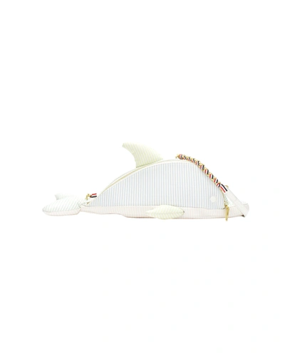 Shop Thom Browne Rare  Mini Dolphin Pastel Striped Leather Crossbody Bag In White