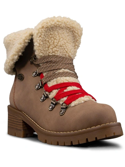 Shop Lugz Adore Womens Faux Fur Lined Lug Sole Ankle Boots In Brown