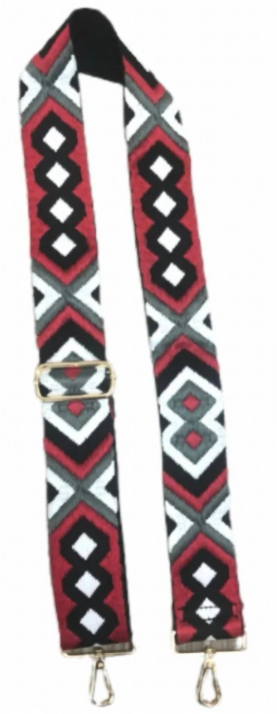 Ahdorned Aztec Embroidered Red/grey/white Strap Silver Hardware In Grey/red In Red