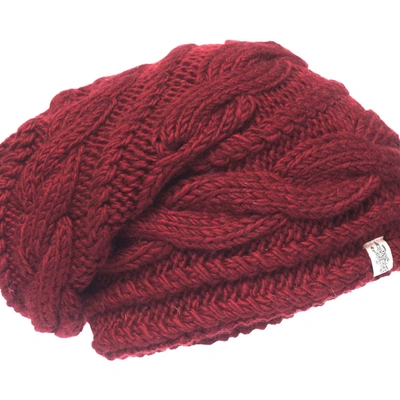 Shop Nirvanna Designs Triple Braid Cable Slouch Hat In Burgundy In Red