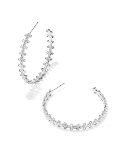 Shop Kendra Scott Women's Jada Hoop Earrings In Silver White Crystal