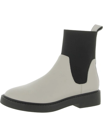 Shop Andre Assous Violet Womens Leather Block Heel Chelsea Boots In White