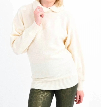 Shop Molly Bracken Loose Fit Peter Pan Sweater In Cream In Beige