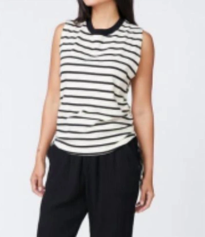 Shop Monrow Stripe Tank With Side Shirring In Black/white Stripes