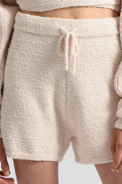 Shop Molly Bracken Soft Knit Lounge Shorts In Cream In Beige