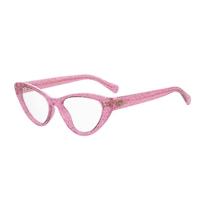 Shop Chiara Ferragni Cf 7012 Pink Glitter Eyeglasses