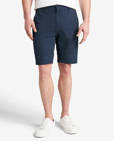 Kenneth Cole Printed Performance Seersucker Short In Navy