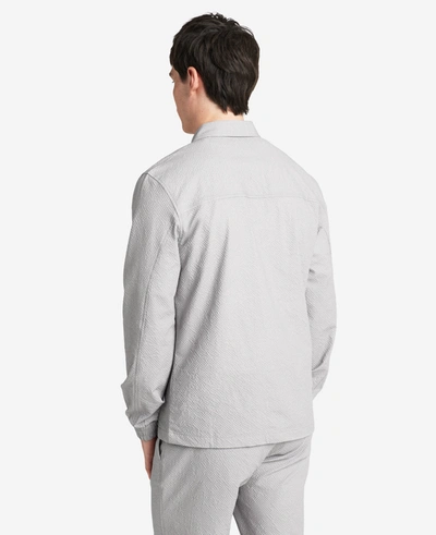 Shop Kenneth Cole Printed Performance Seersucker Jacket In Grey
