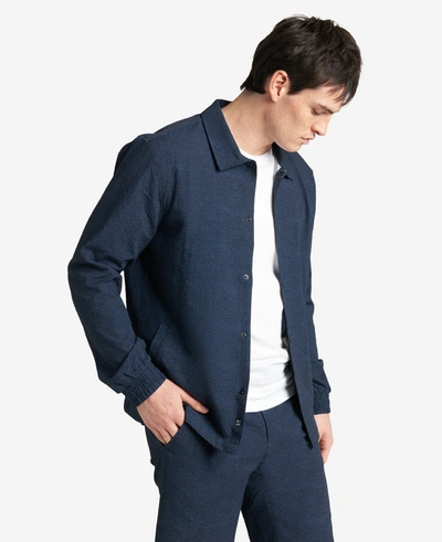 Kenneth Cole Printed Performance Seersucker Jacket In Navy