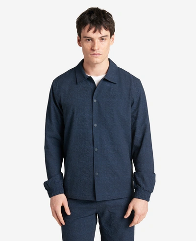 Kenneth Cole Printed Performance Seersucker Jacket In Navy