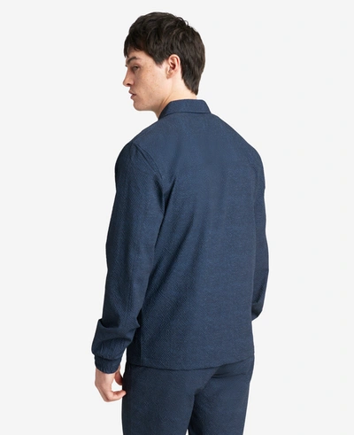 Kenneth Cole Printed Performance Seersucker Jacket In Navy