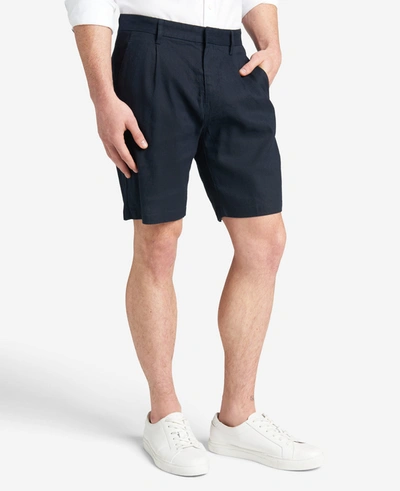Shop Kenneth Cole Performance Pleated Linen Short In Navy