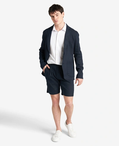 Shop Kenneth Cole Performance Pleated Linen Short In Navy