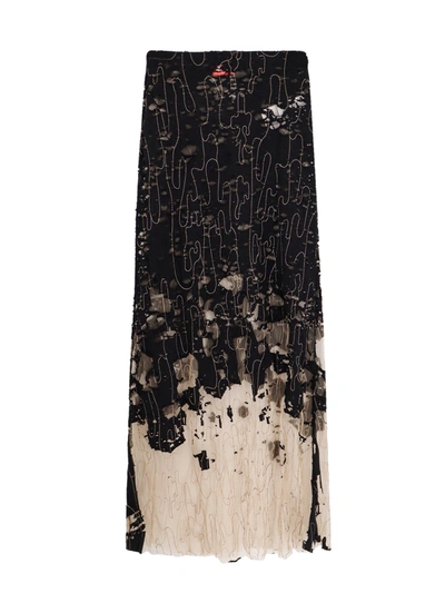 Shop Diesel Cotton And Nylon Skirt With Ripped Effect