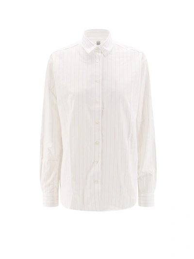 Shop Totême Cotton Shirt With Striped Pattern