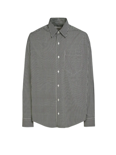 Shop Ami Alexandre Mattiussi Cotton Shirt With Striped Motif