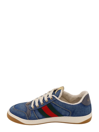 Shop Gucci Denim Sneakers With Web Band