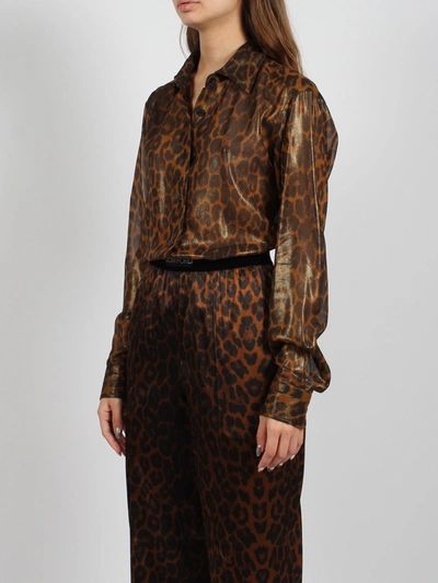 Shop Tom Ford Laminated Leopard Printed Georgette Shirt