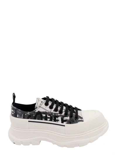 Shop Alexander Mcqueen Leather Sneakers With Fold Print