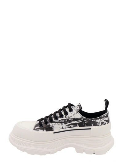 Shop Alexander Mcqueen Leather Sneakers With Fold Print