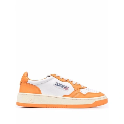 Shop Autry Sneakers In White/orange