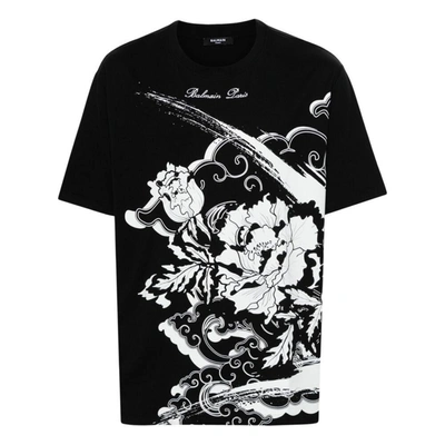 Shop Balmain T-shirts In Black/white