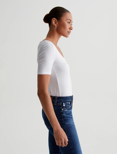 Ag Scoop Neck Short Sleeve Tee In True White