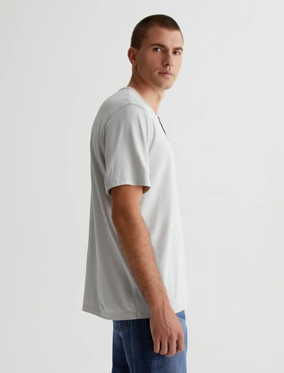 Shop Ag Jeans Bryce Short Sleeve Henley In Silver Smoke