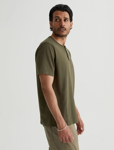 Shop Ag Jeans Bryce Short Sleeve Henley In Shady Moss